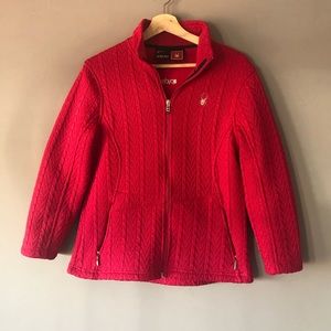 Spyder pink knit zip up jacket sweater large